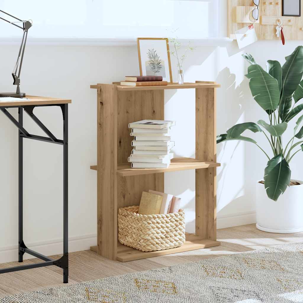 3-tier bookcase, handcrafted oak, 60x30x80 cm, processed wood