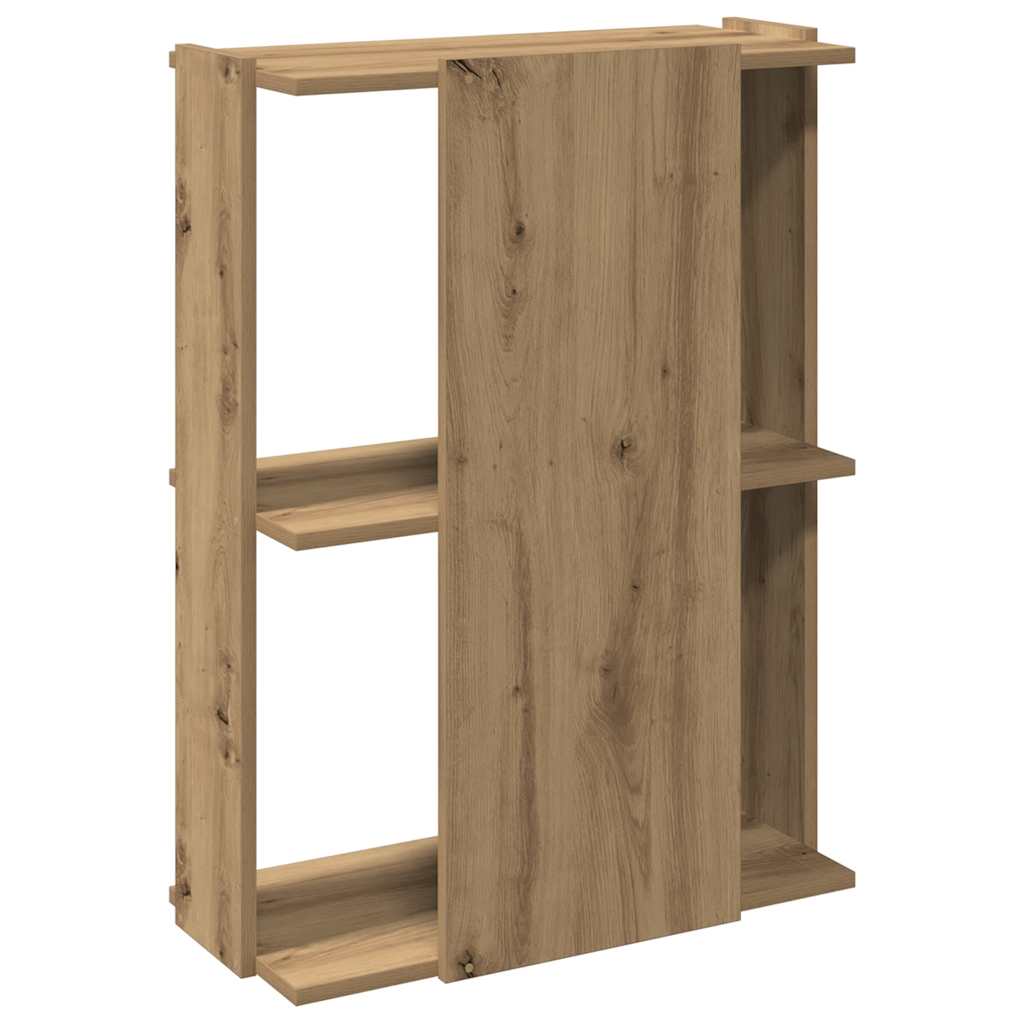 3-tier bookcase, handcrafted oak, 60x30x80 cm, processed wood