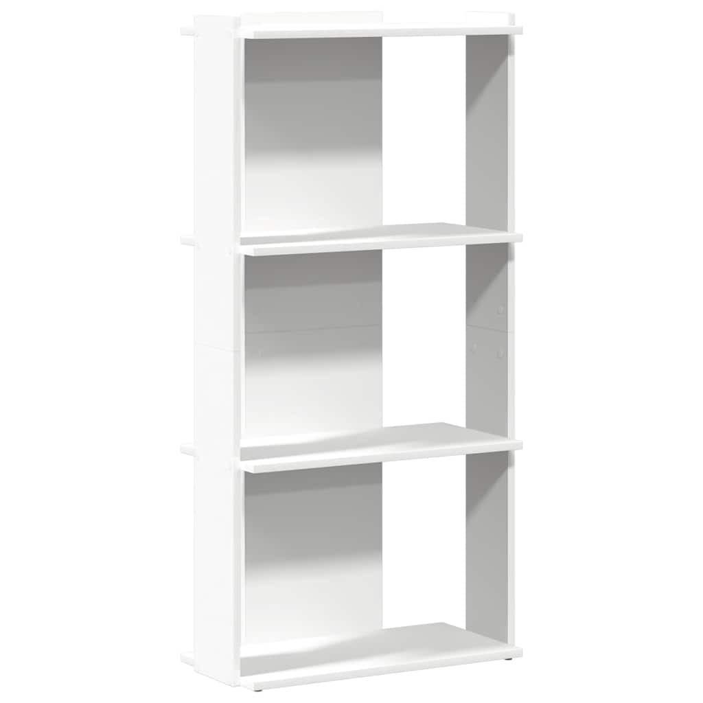 Bibliotecă cu 3 niveluri, alb, 60x30x120 cm, lemn de prelucrare