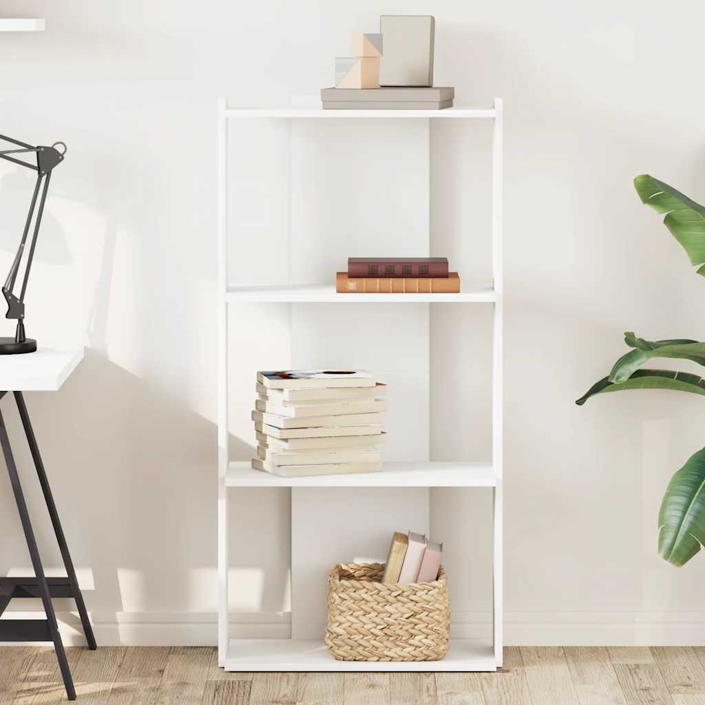 3-tier bookcase, white, 60x30x120 cm, engineered wood