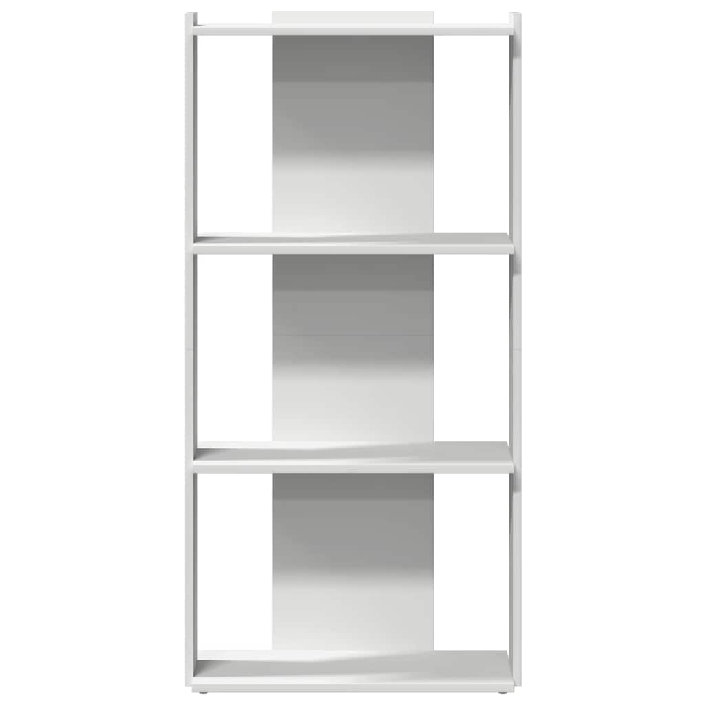 3-tier bookcase, white, 60x30x120 cm, engineered wood