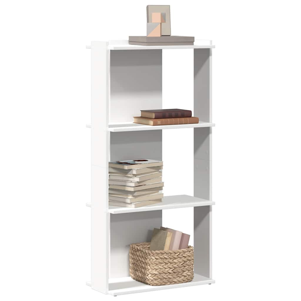 3-tier bookcase, white, 60x30x120 cm, engineered wood