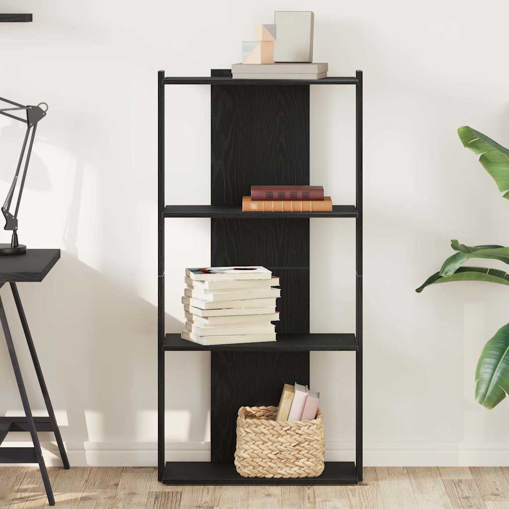 3-tier bookcase, black, 60x30x120 cm, processed wood