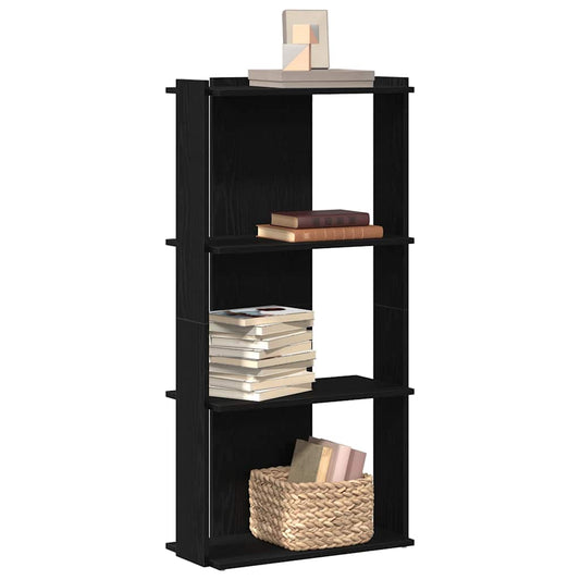 Bibliotecă cu 3 niveluri, negru, 60x30x120 cm, lemn prelucrat