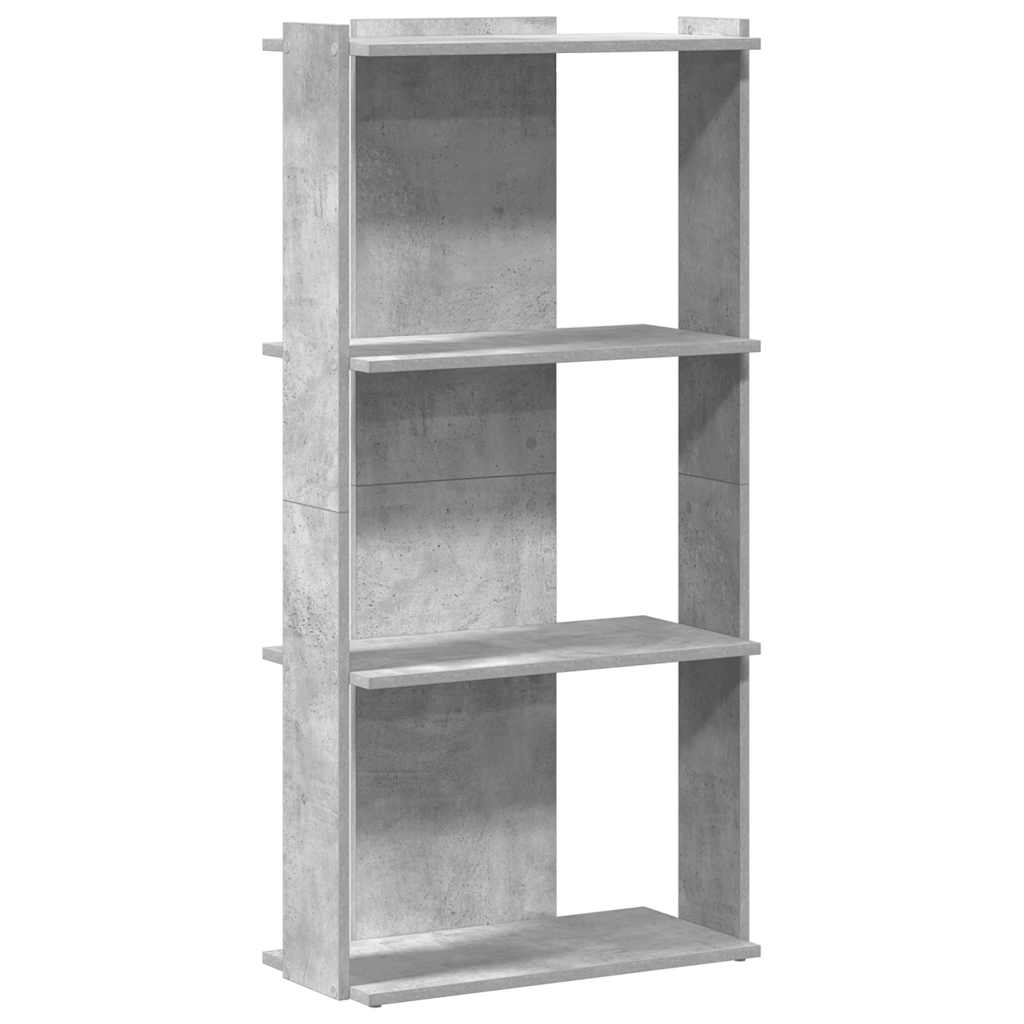 3-tier bookcase, concrete gray, 60x30x120cm processed wood