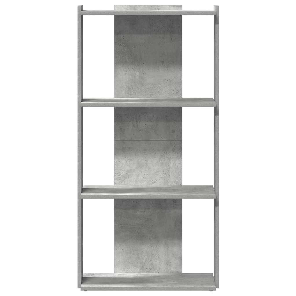 3-tier bookcase, concrete gray, 60x30x120cm processed wood