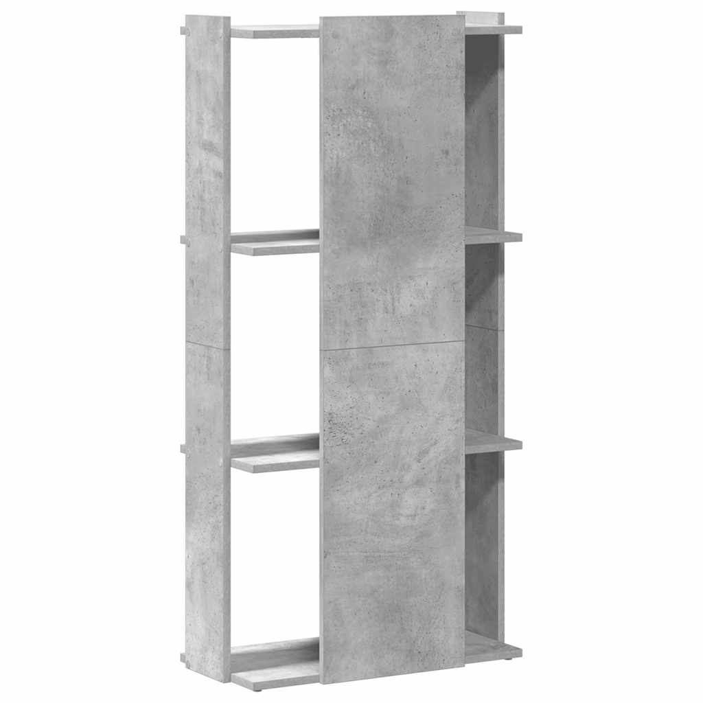 Bibliotecă cu 3 niveluri, gri beton, 60x30x120cm lemn prelucrat