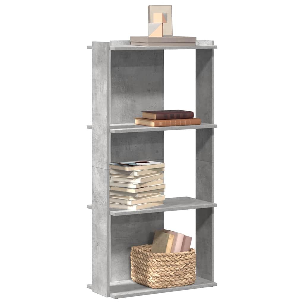 3-tier bookcase, concrete gray, 60x30x120cm processed wood