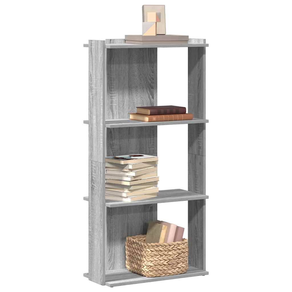 3-tier bookcase sonoma gray 60x30x120 cm processed wood