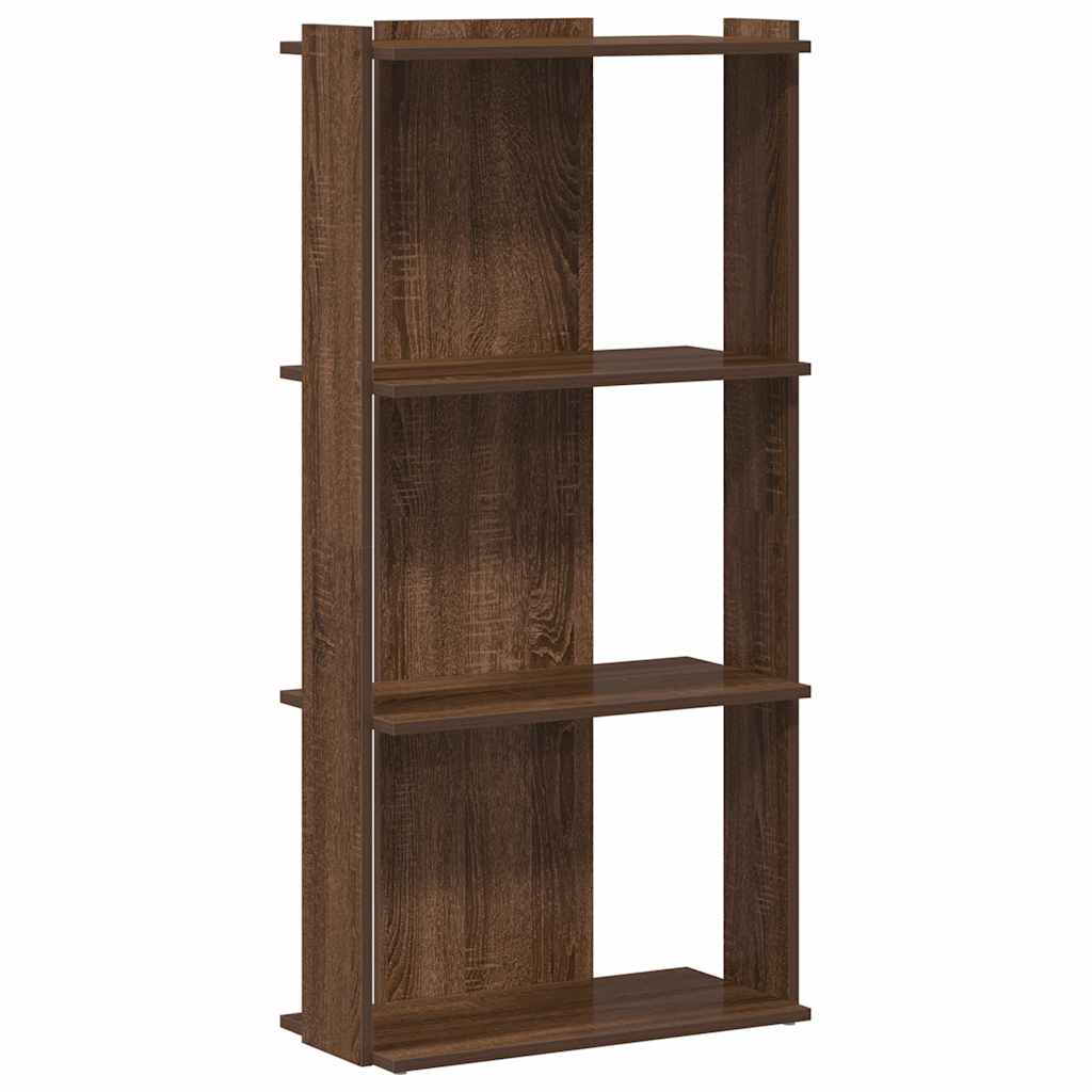 3-tier bookcase, brown oak 60x30x120 cm, processed wood