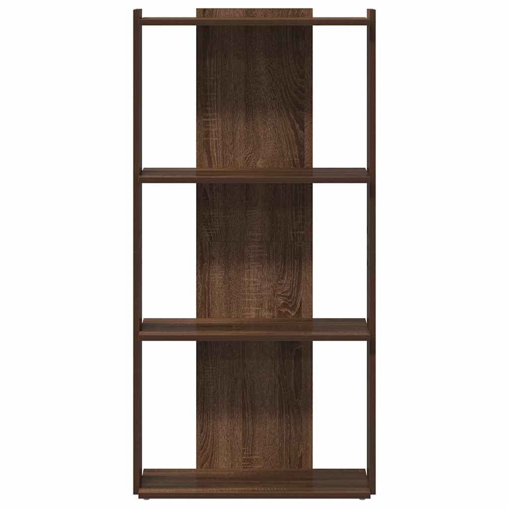 3-tier bookcase, brown oak 60x30x120 cm, processed wood