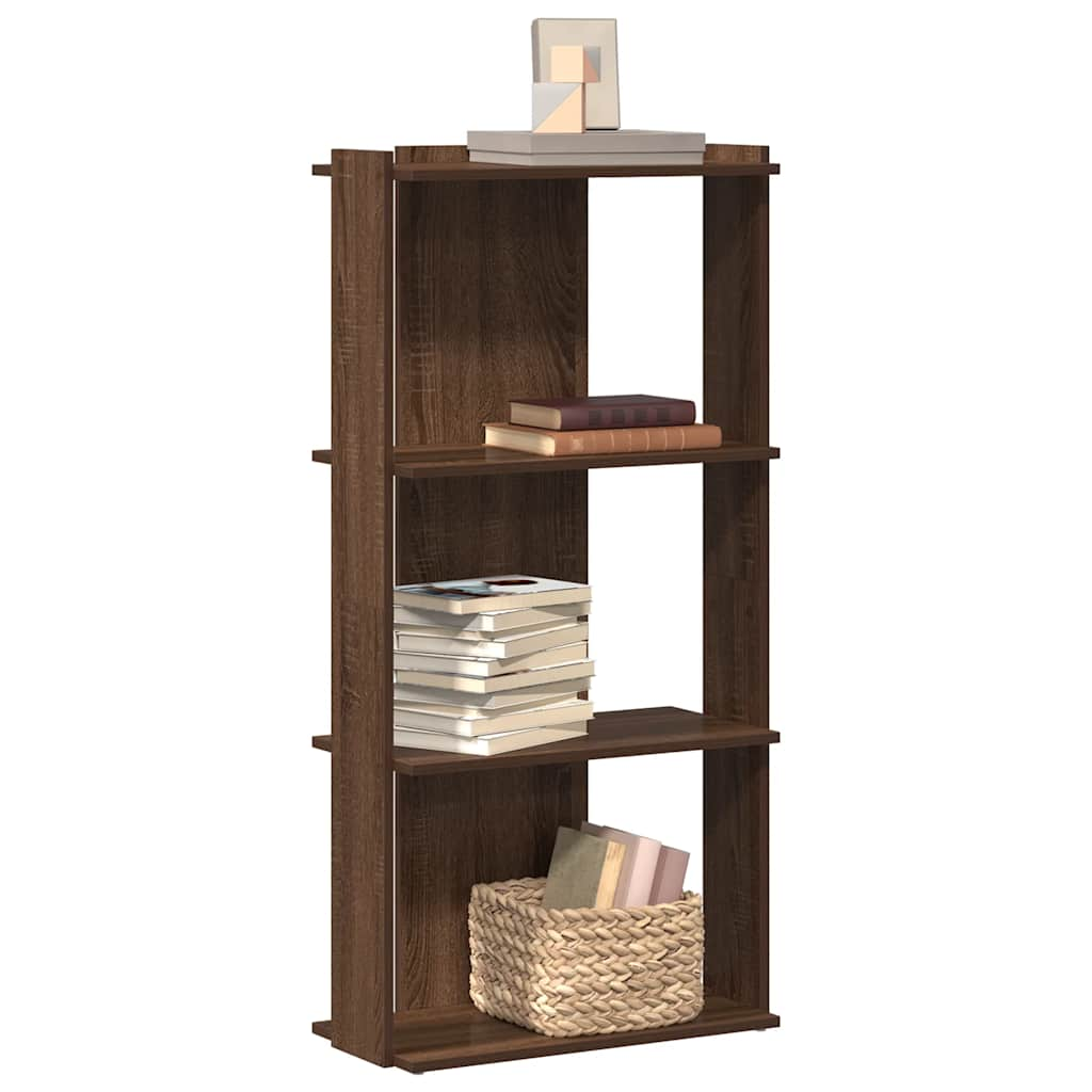 3-tier bookcase, brown oak 60x30x120 cm, processed wood