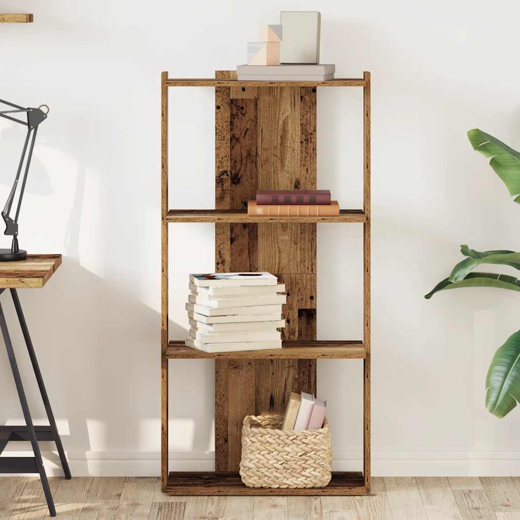 3-storey bookcase made of old wood 60x30x120cm processed wood