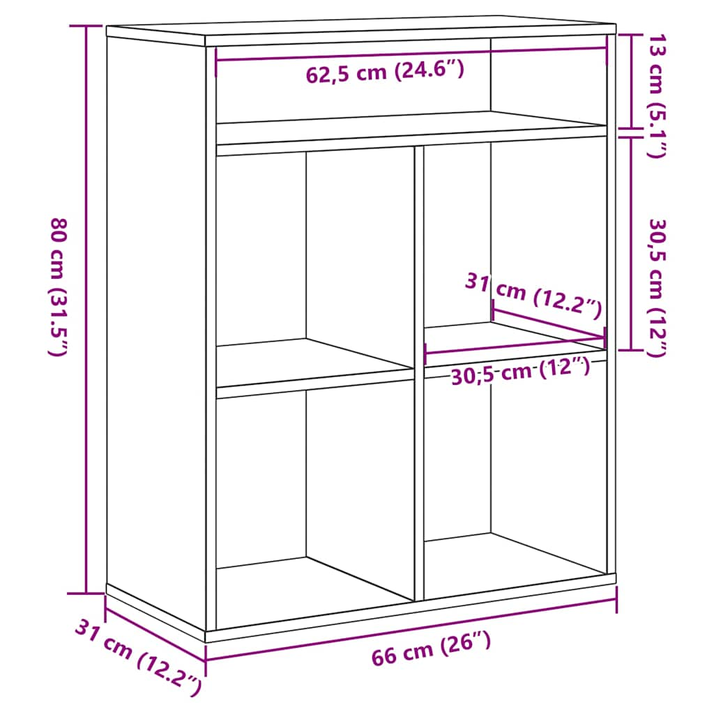 Bookcase, concrete grey, 66x31x80 cm, engineered wood