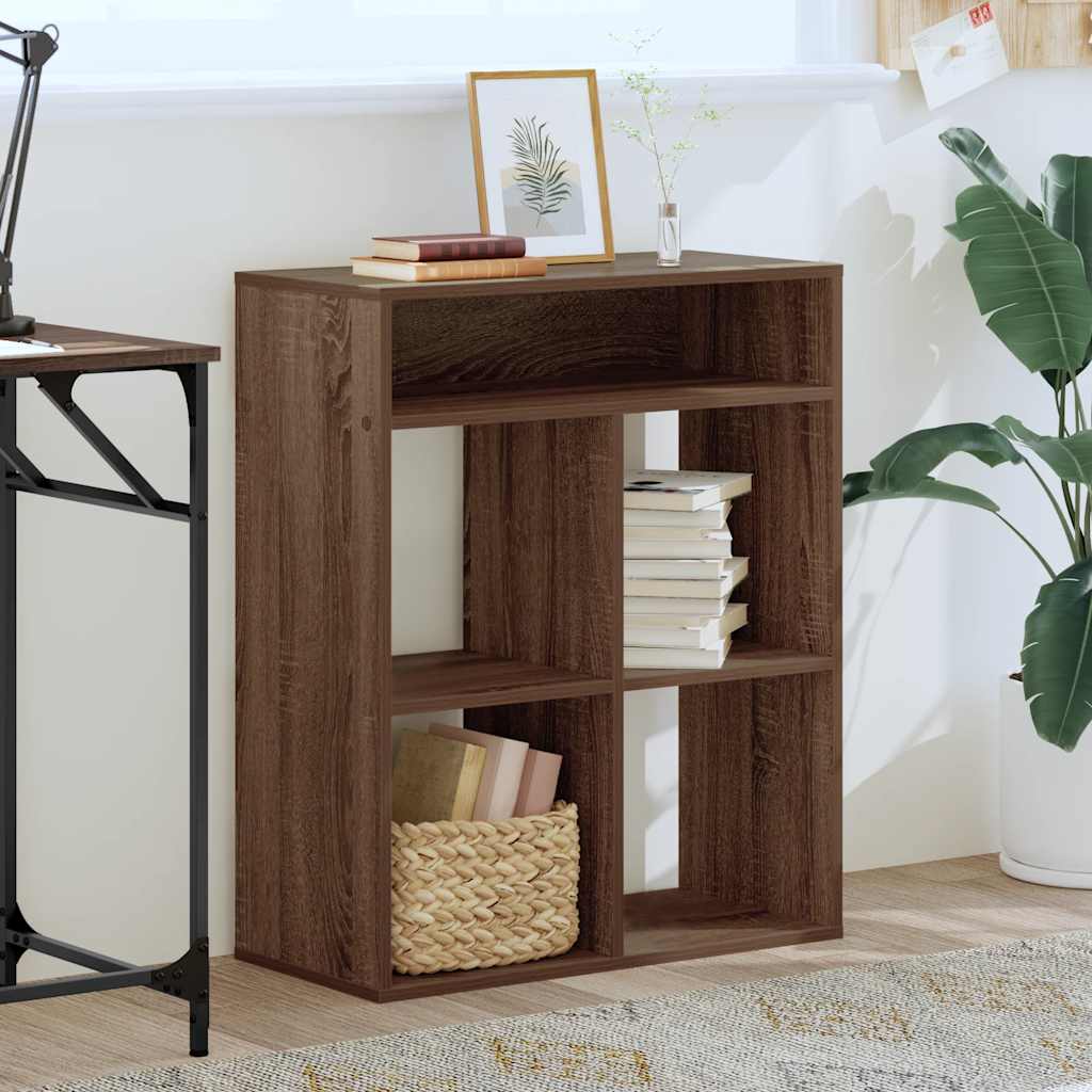 Bookcase, brown oak, 66x31x80 cm, processed wood