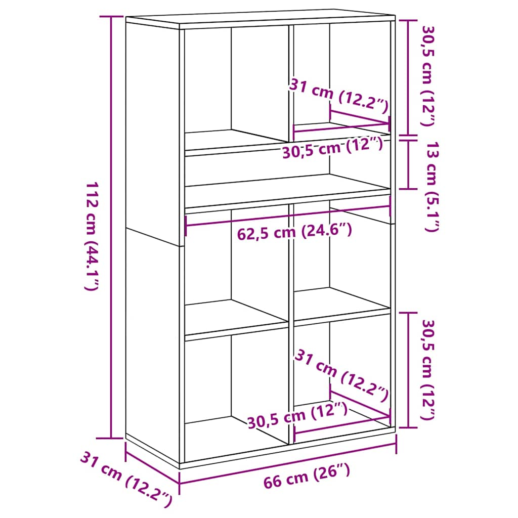 Bookcase, old wood, 66x31x112 cm, processed wood