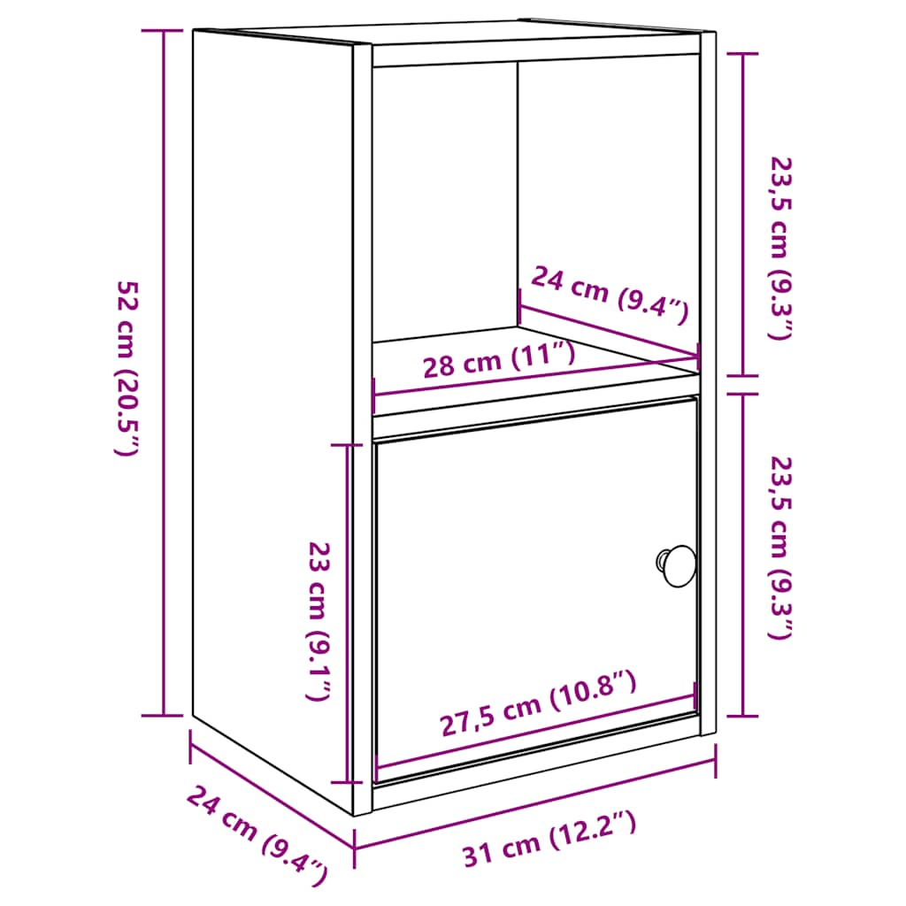 Bookcase, smoky oak, 31x24x52 cm, engineered wood