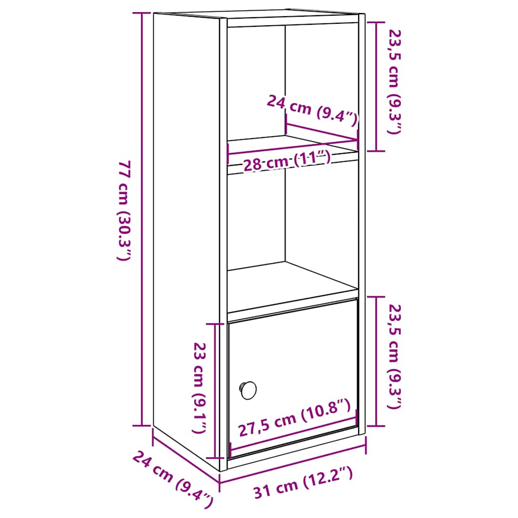 Bookcase Black Oak 31x24x77 cm Processed wood