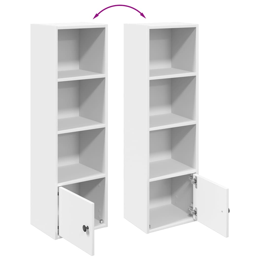 Bookcase, white, 31x24x102 cm, processed wood