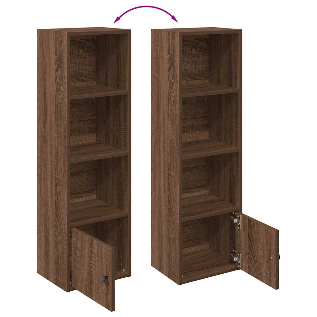 Bookcase, brown oak, 31x24x102 cm, processed wood