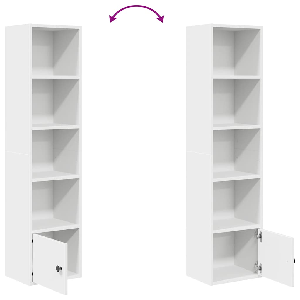 Bookcase, white, 31x24x127 cm, processed wood