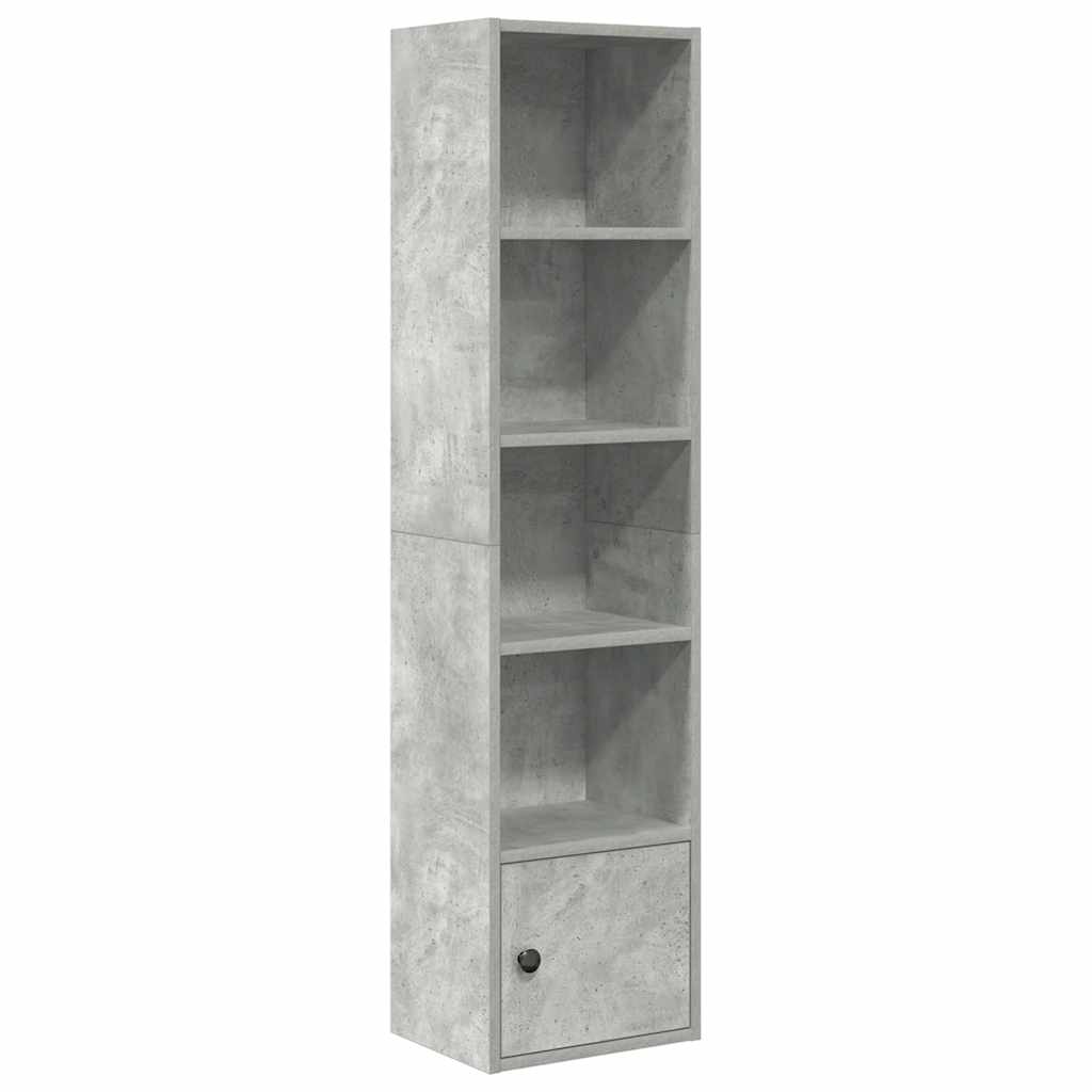 Bibliotecă, gri beton, 31x24x127 cm, lemn prelucrat