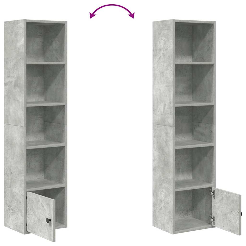 Bookcase, concrete gray, 31x24x127 cm, processed wood