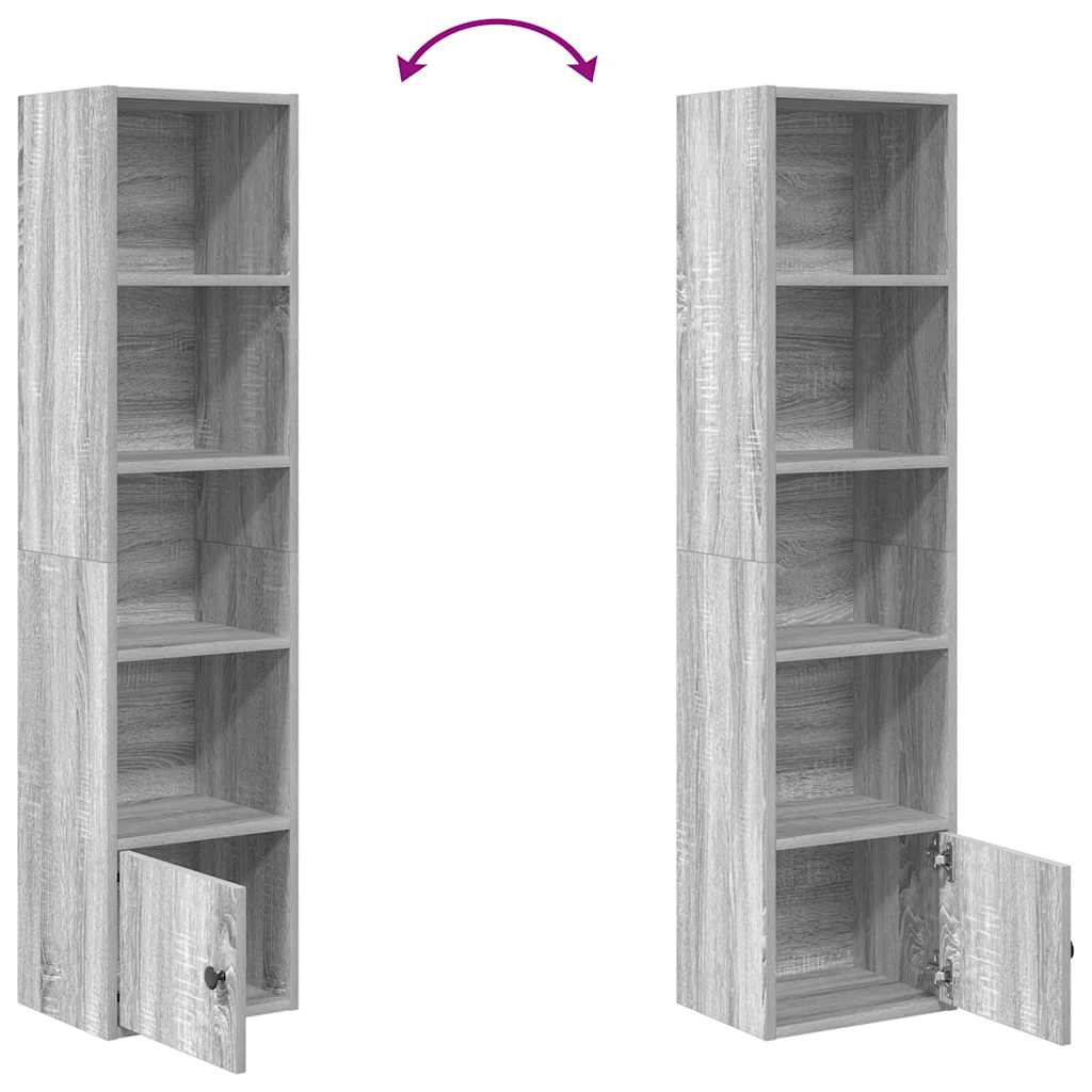 Bookcase, sonoma grey, 31x24x127 cm, engineered wood