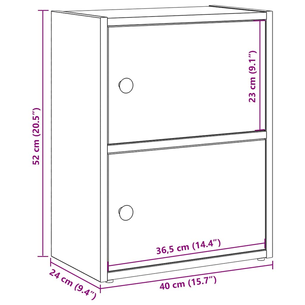 Bookcase, sonoma oak, 40x24x52 cm, processed wood