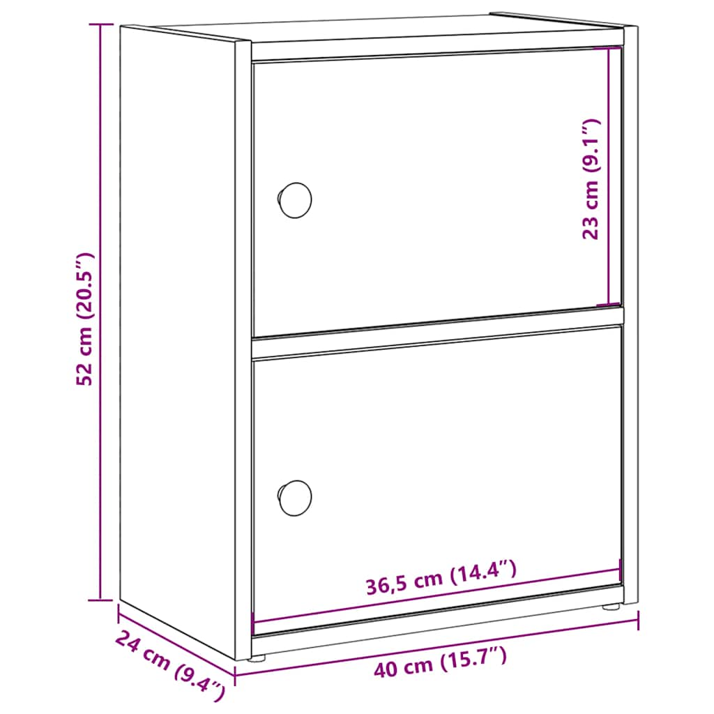 Bibliotecă, gri beton, 40x24x52 cm, lemn prelucrat