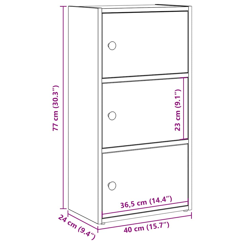 Bookcase, white, 40x24x77 cm, processed wood