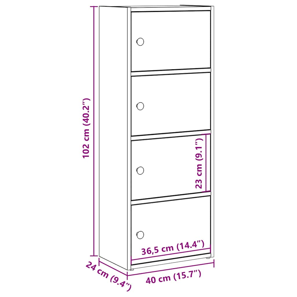 Bookcase, concrete gray, 40x24x102 cm, processed wood