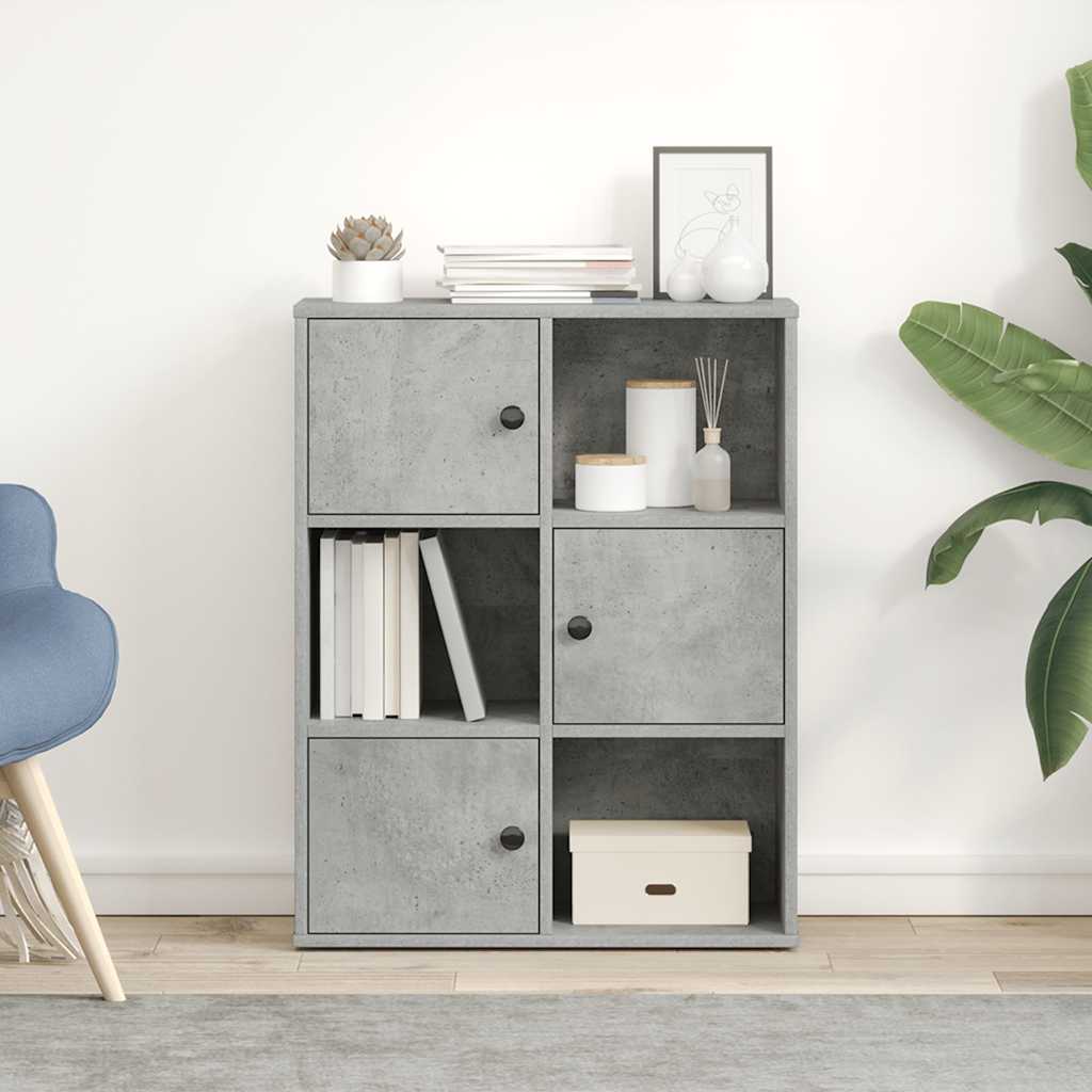 Bookcase, concrete gray, 60x24x76.5 cm, processed wood