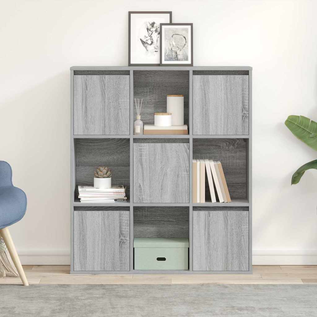 Bookcase, sonoma grey, 89x24x101.5 cm, engineered wood