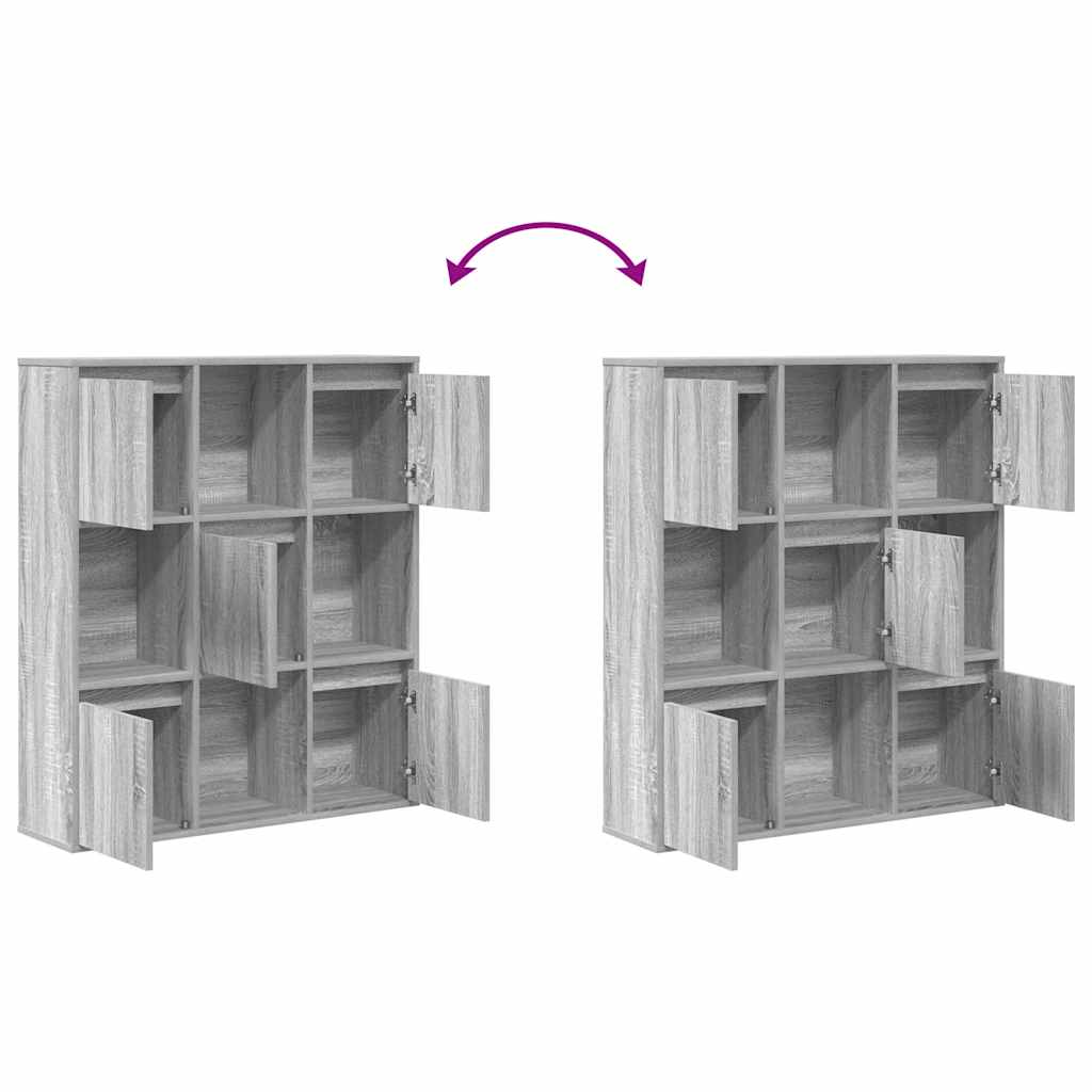 Bookcase, sonoma grey, 89x24x101.5 cm, engineered wood