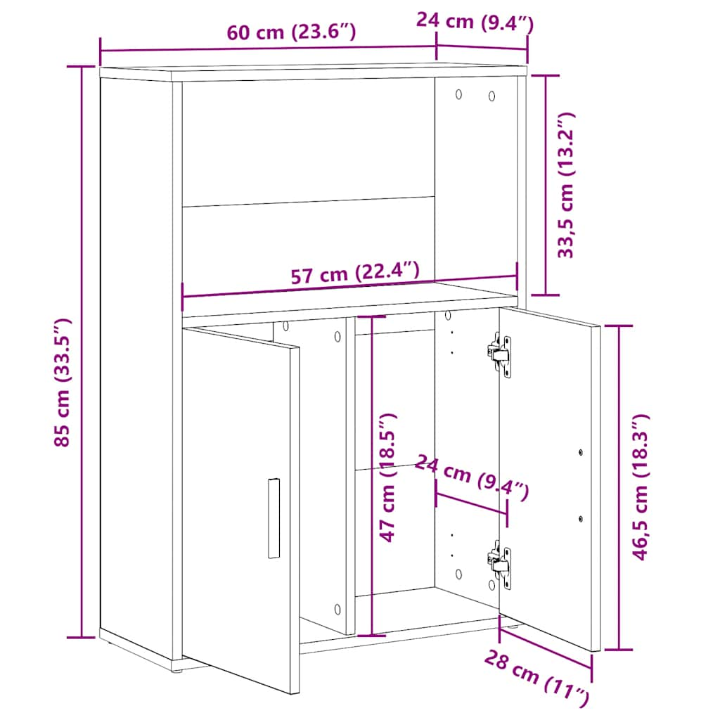 Bookcase, white, 60x24x85 cm, processed wood