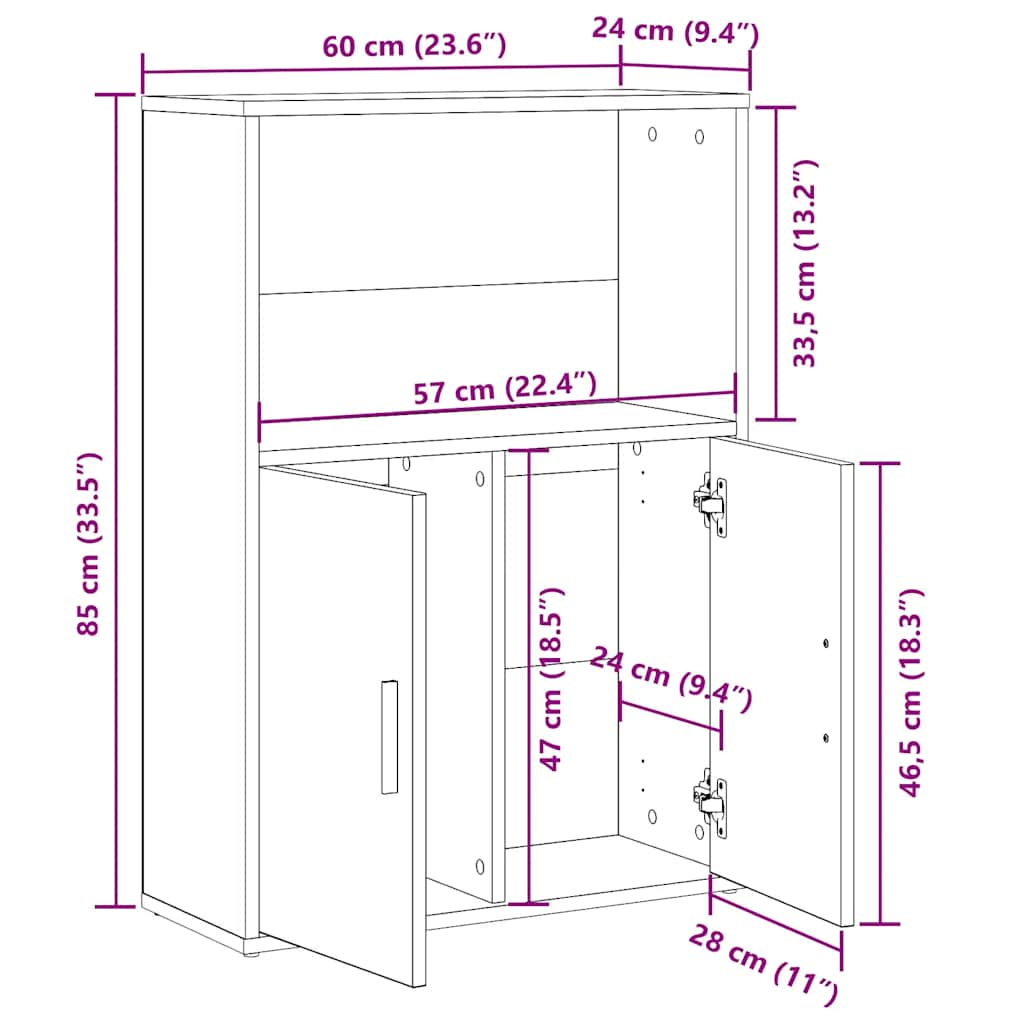 Bookcase, sonoma oak, 60x24x85 cm, processed wood