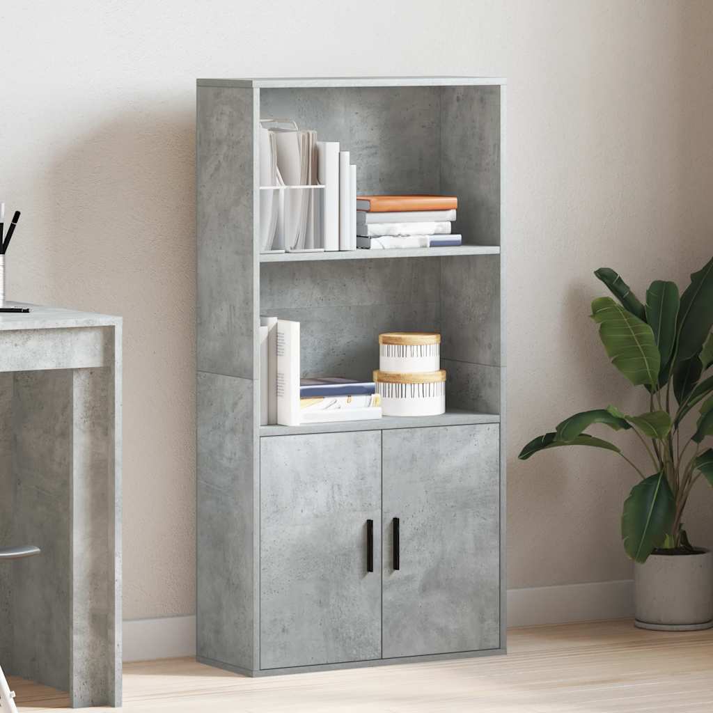 Bookcase, concrete grey, 60x24x120 cm, processed wood