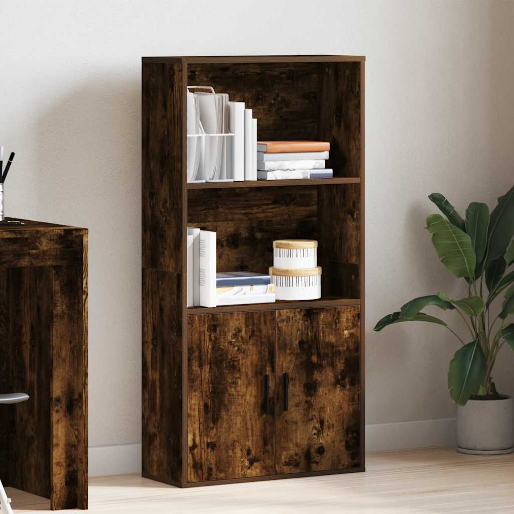 Bookcase, smoky oak, 60x24x120 cm, processed wood