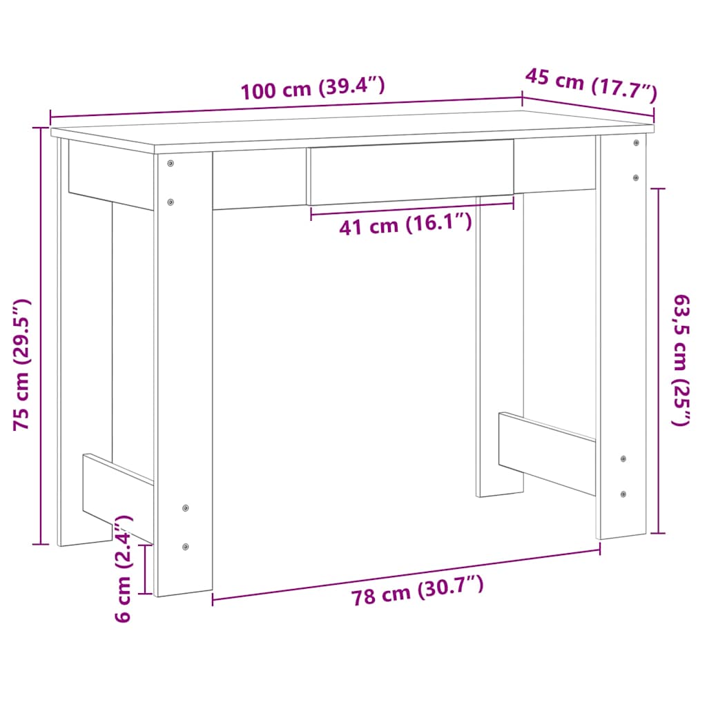 Birou Gri Sonoma 100x45x75 cm lemn prelucrat