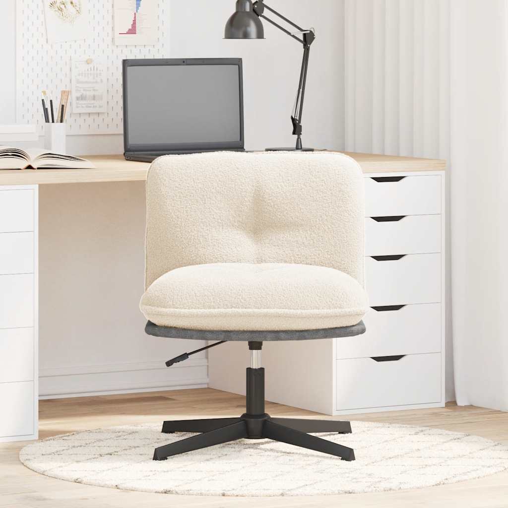 Swivel office chair, cream wool-like fabric