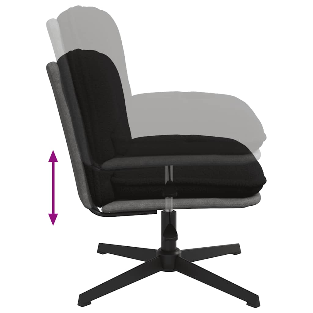 Swivel office chair, black wool-like wavy fabric