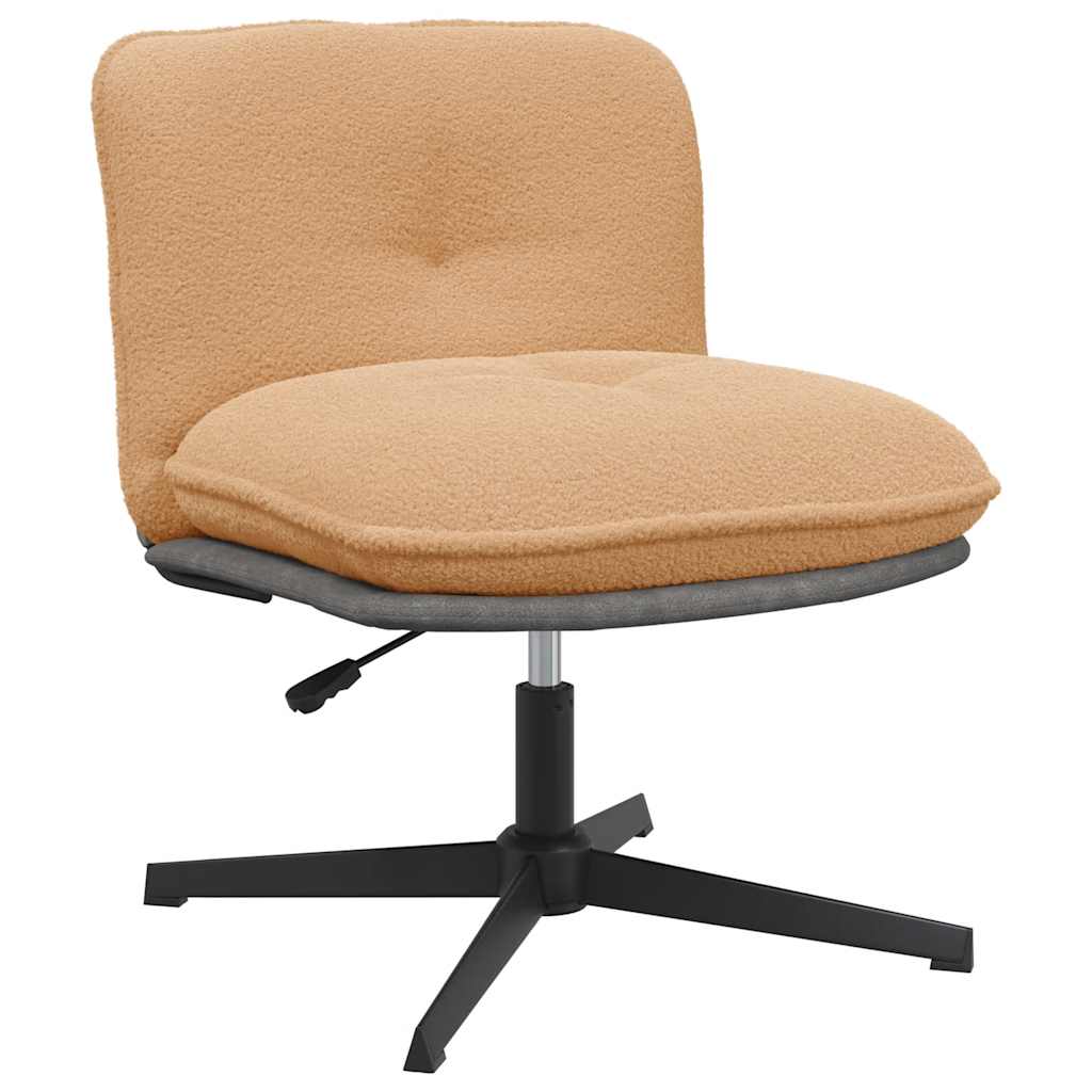 Swivel office chair, beige wool-like wavy fabric