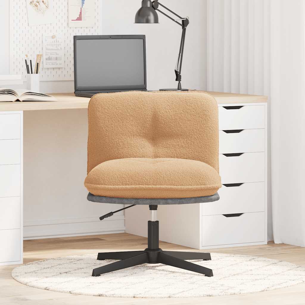 Swivel office chair, beige wool-like wavy fabric