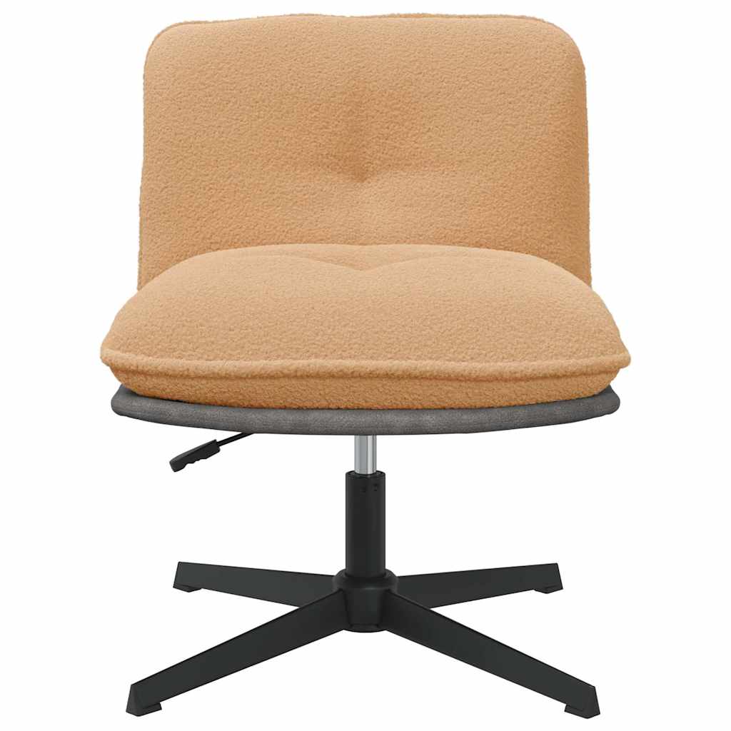 Swivel office chair, beige wool-like wavy fabric