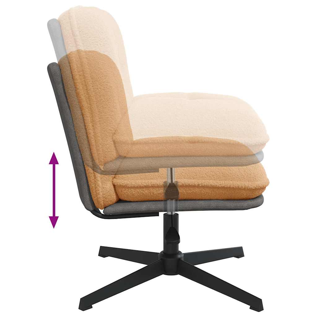 Swivel office chair, beige wool-like wavy fabric