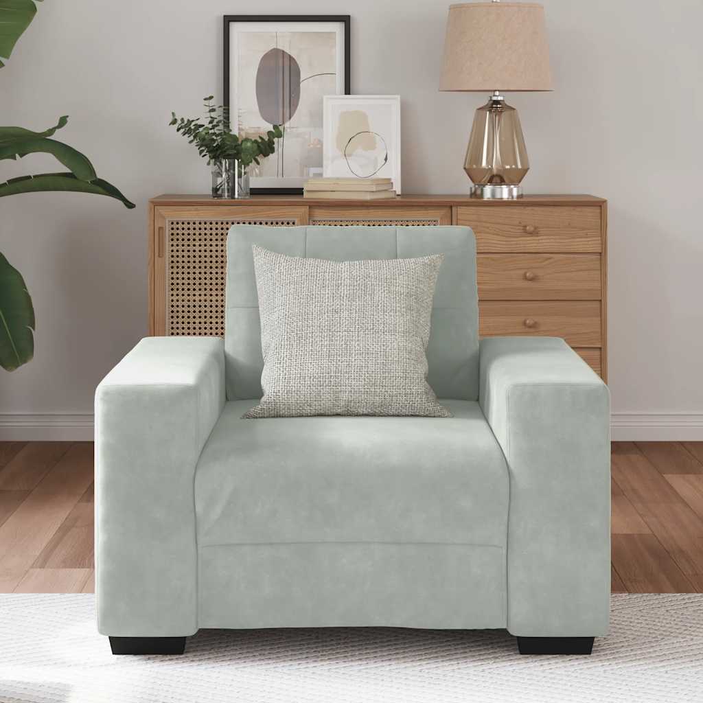 Light gray sofa chair 59 cm velvet