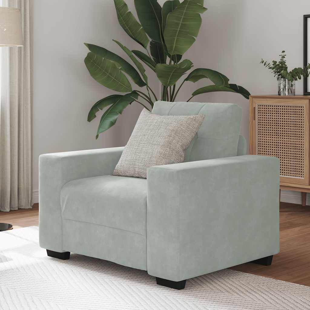 Light gray sofa chair 59 cm velvet