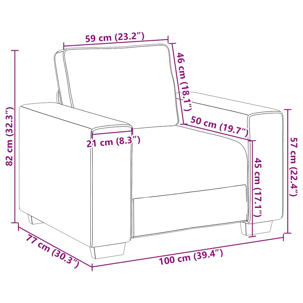 Sofa Chair Dark Grey 60 cm Fabric