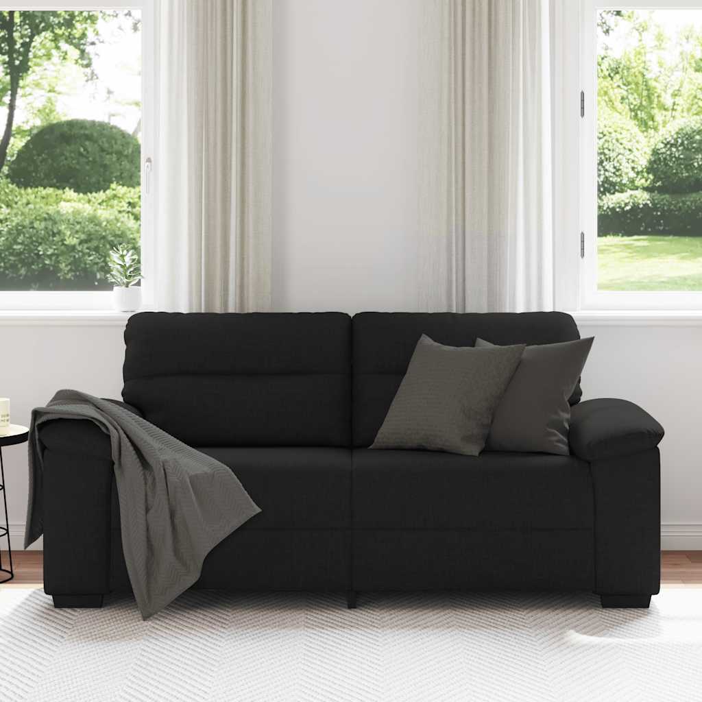 2-seater sofa black 140 cm fabric